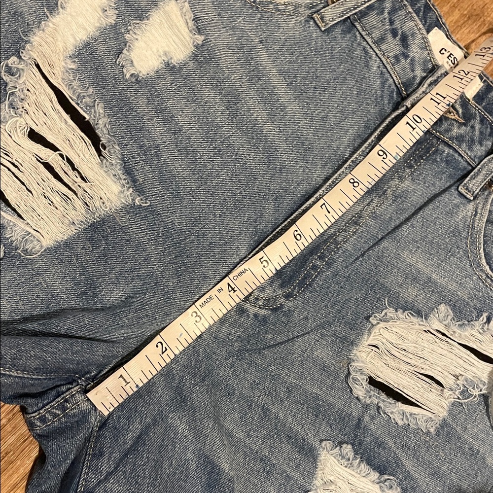 C'est Toi High Rise Straight Jeans with Rips Junior Size 5 - Picture 5 of 6
